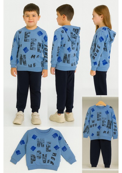 Harf Baskılı Çocuk Ikili Takım Mavi - 4 Yaş indirimleri