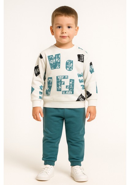 Harf Baskılı Çocuk Ikili Takım Yeşil - 2 Yaş