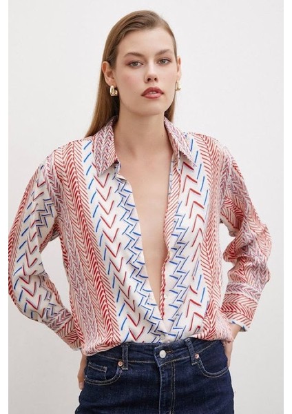 Etnik Çizgi Desenli Gömlek