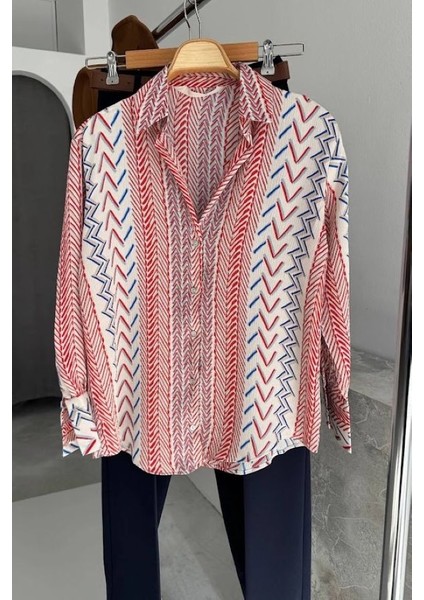 Etnik Çizgi Desenli Gömlek