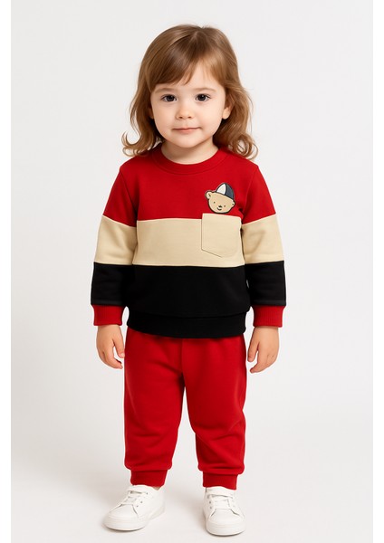 Ayıcık Desenli Çocuk Ikili Takım Kırmızı - 1 Yaş modelleri