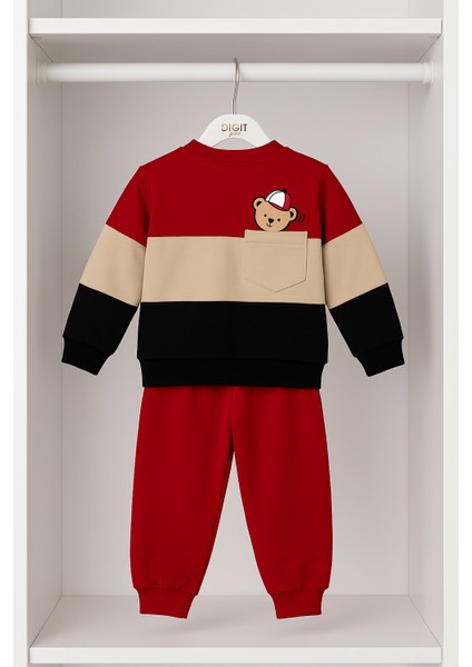 Ayıcık Desenli Çocuk Ikili Takım Kırmızı - 1 Yaş indirimleri