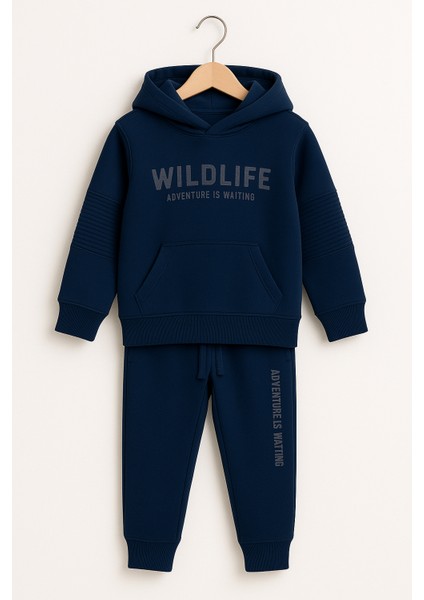 Gri 2 Iplik Penye Kapşonlu Çocuk Ikili Takım Lacivert - 5 Yaş fırsatları