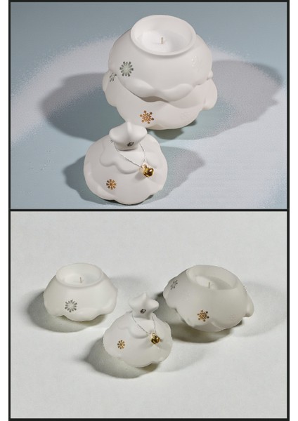 Yılbaşı Çam Ağacı Beton Mumluk, 3 Parça, Inci Mum Hediyeli Beton Dekor, Yılbaşı Süsü modelleri