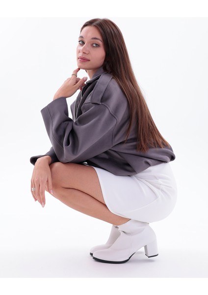 Kadın Süet Oversize Ceket –gri Şık Ikili Set fiyatları