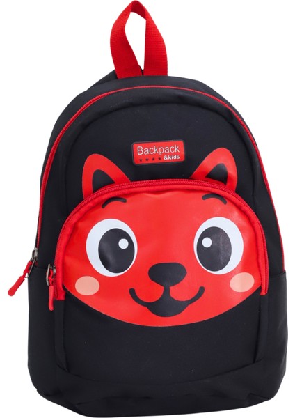 Tilki Figürlü Siyah Kırmızı Anaokulu Kreş Çantası 4 Bölmeli Erkek Çocuk Sırt Çantası fiyatları