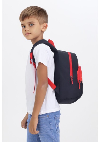 Tilki Figürlü Siyah Kırmızı Anaokulu Kreş Çantası 4 Bölmeli Erkek Çocuk Sırt Çantası modelleri