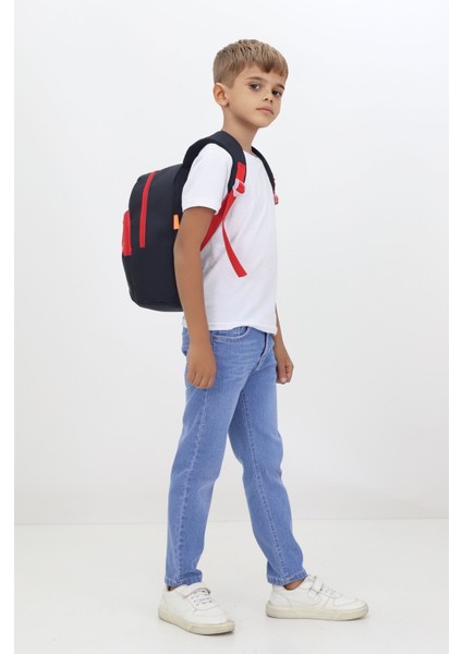 Tilki Figürlü Siyah Kırmızı Anaokulu Kreş Çantası 4 Bölmeli Erkek Çocuk Sırt Çantası indirimleri