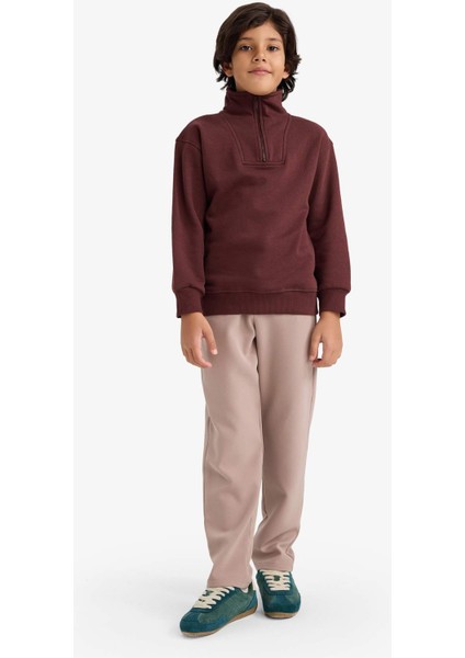 Erkek Çocuk Yarım Fermuarlı İçi Yumuşak Tüylü Sweatshirt G5547A825CW