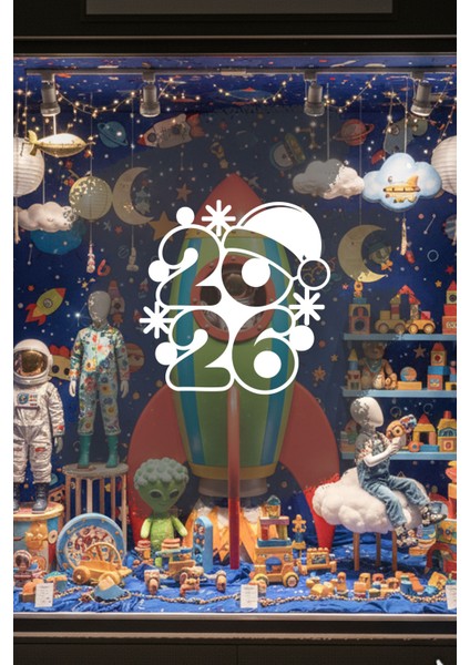 Noel Şapkalı 2026 Yeni Yıl Cam Sticker – Eğlenceli Kış Figürlü Yılbaşı Çıkartması fırsatları