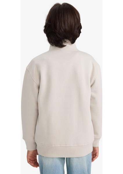 Erkek Çocuk Yarım Fermuarlı İçi Yumuşak Tüylü Sweatshirt G5547A825CW
