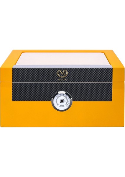 Myon Camlı Sedir Humidor Puro Kutusu Lake Sarı 60's