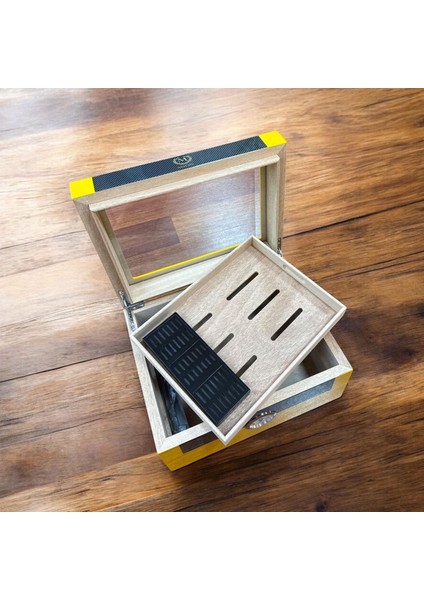 Myon Camlı Sedir Humidor Puro Kutusu Lake Sarı 60's modelleri