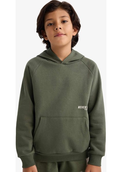 Erkek Çocuk Kapüşonlu Baskılı İçi Yumuşak Tüylü Sweatshirt G5540A825CW