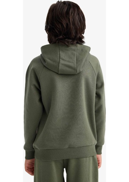 Erkek Çocuk Kapüşonlu Baskılı İçi Yumuşak Tüylü Sweatshirt G5540A825CW