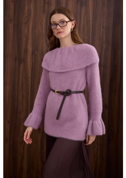 Yaka Detaylı Kazak Violet fiyatları