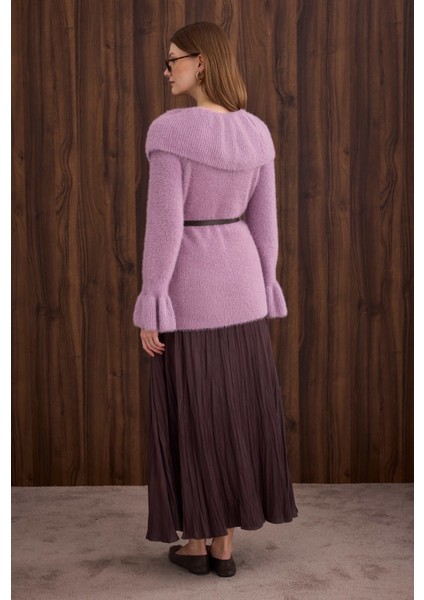 Yaka Detaylı Kazak Violet indirimleri