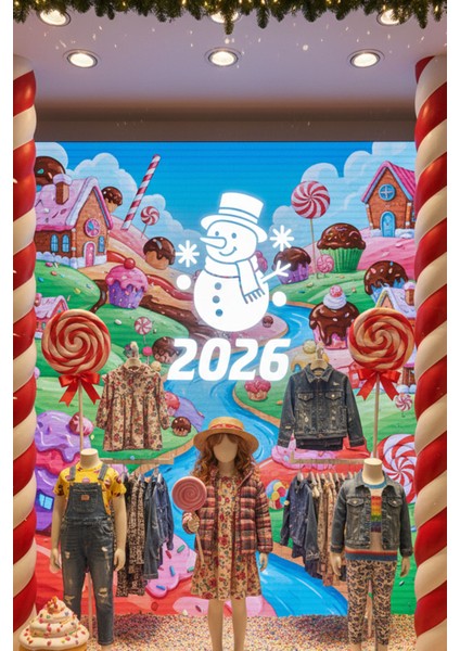 2026 Mutlu Yıllar Kardan Adam Cam Çıkartması - Yılbaşı Cam Vitrin Sticker indirimleri