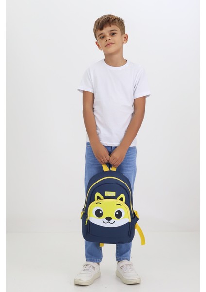 Tilki Figürlü Lacivert Anaokulu Kreş Çantası 4 Bölmeli Erkek Kız Çocuk Sırt Çantası fırsatları