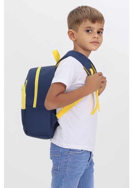 Tilki Figürlü Lacivert Anaokulu Kreş Çantası 4 Bölmeli Erkek Kız Çocuk Sırt Çantası