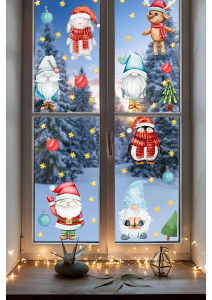 Yılbaşı Cam Sticker Penguen Tavşan Ev Cam Vitrin Için Yeni Yıl Çocuk Bebek Odası Sticker Seti modelleri