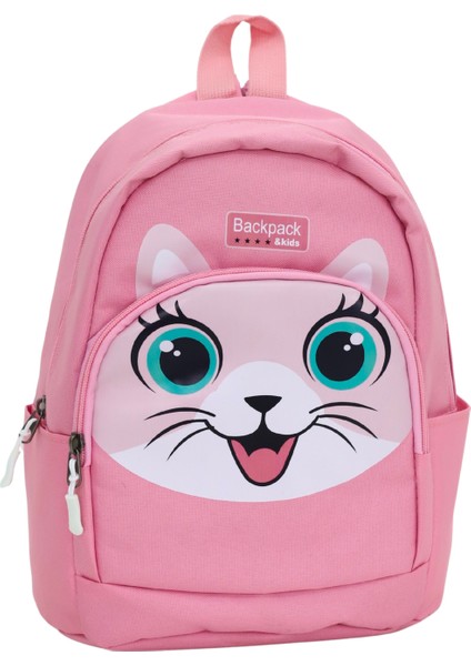 Sevimli Kedi Figürlü Pembe Anaokulu Kreş Çantası 4 Bölmeli Kız Çocuk Sırt Çantası fiyatları