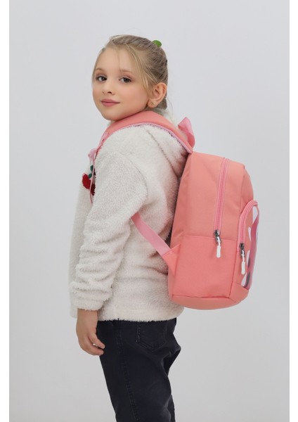 Sevimli Dinozor Figürlü Somon Anaokulu Kreş Çantası 4 Bölmeli Kız Çocuk Sırt Çantası indirimleri