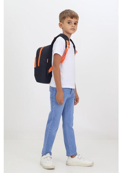 Kaplan Figürlü Siyah Anaokulu Kreş Çantası 4 Bölmeli Erkek Çocuk Sırt Çantası