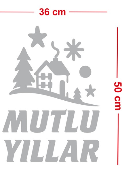 Mutlu Yıllar Kış Masalı Vitrin Cam Sticker – Çam Ağaçlı Yeni Yıl Dekoru fiyatları