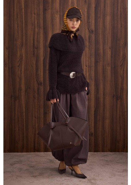 Yaka Detaylı Kazak Kestane