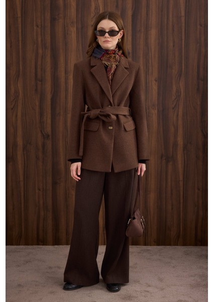 Blazer Kaşe Kaban Kahve