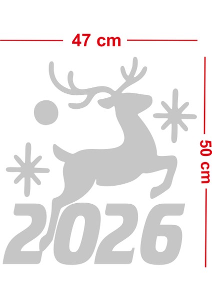 Geyik ve Yıldız Motifli 2026 Yeni Yıl Cam Sticker - Mağaza Vitrin Yılbaşı Dekoru fiyatları