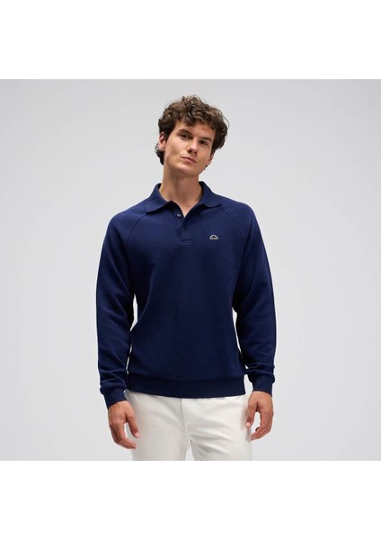 EM633-NV Polo Yaka Erkek Sweatshirt - Lacivert