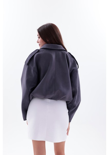 Oversizekoyu Gri Süet Şık Bomber Ceket fırsatları