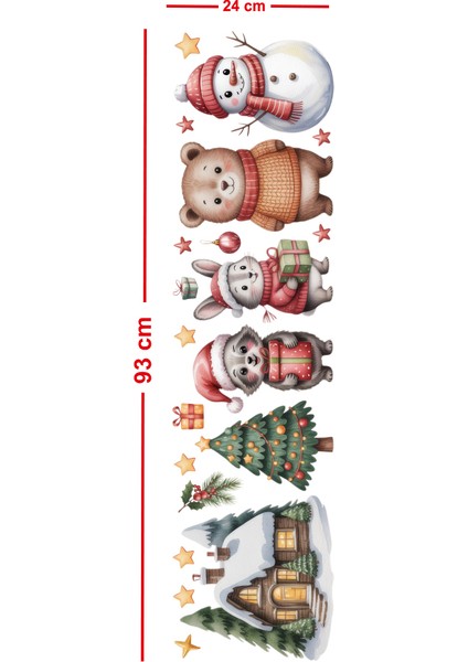 Sevimli Kış Hayvanları ve Noel Evi Cam Sticker Seti – Çocuk Odası Yılbaşı Pencere Süslemesi fiyatları
