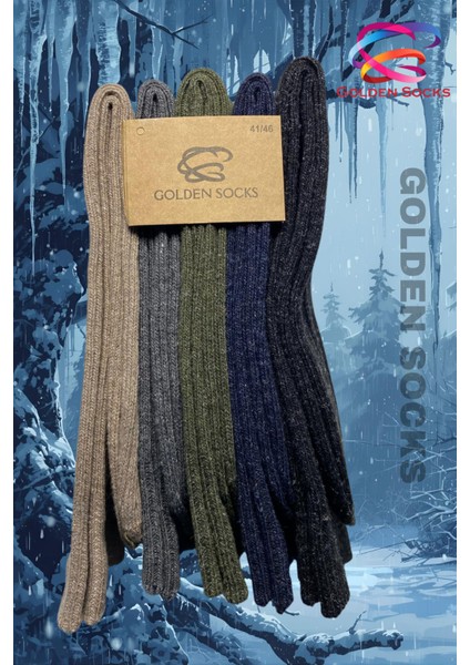 Erkek Kışlık Termal Yün Çorap 5 Çift , Termal Etkili Çorap, Dikişsiz Isı Koruyucu Çorap