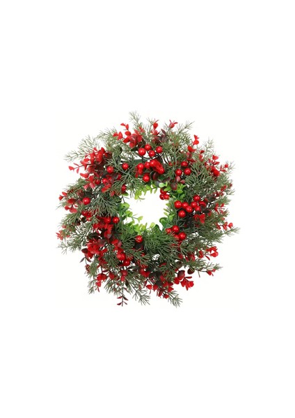 45 cm (17.71 Inç) Festive Yapay Noel Çelengi – Çam Yaprakları ve Kırmızı Meyveler | Klasik Duvar & Kapı Süsü | Elektrik Gerektirmez | Ev ve Parti Dekoru Için Ideal fiyatları