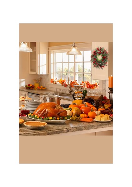 45 cm (17.71 Inç) Festive Yapay Noel Çelengi – Çam Yaprakları ve Kırmızı Meyveler | Klasik Duvar & Kapı Süsü | Elektrik Gerektirmez | Ev ve Parti Dekoru Için Ideal