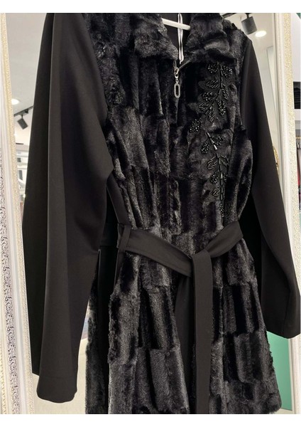 Hale Fourrure Angora Ceket - Siyah - 2 indirimleri