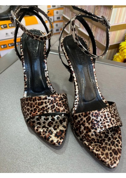 2025 Top Model Leopar Ruğan Kelebek 10 cm Topuklu Ayakkabı Muhteşem Gece-Gündüz