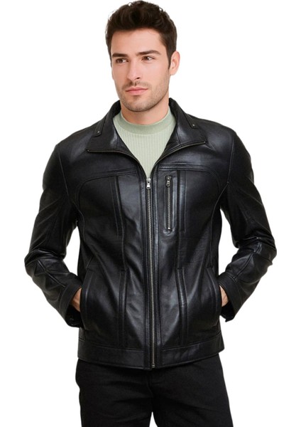 Mateo Hakiki Deri Erkek Siyah Ceket