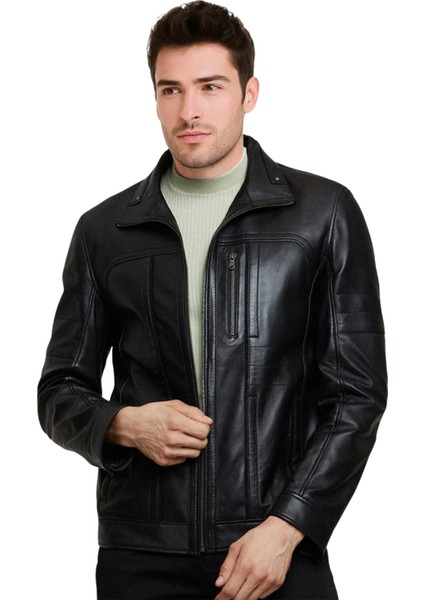 Mateo Hakiki Deri Erkek Siyah Ceket modelleri