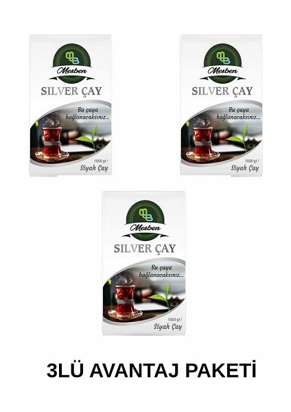 3'lü Avantaj Paketi Silver Çay 1000 Gram(1kg) Özel Yerli Çay Dökme