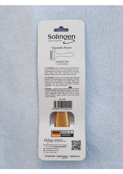 Solingen Çok Amaçlı Sebze Meyve Soyacağı Sebze Soyma Aleti