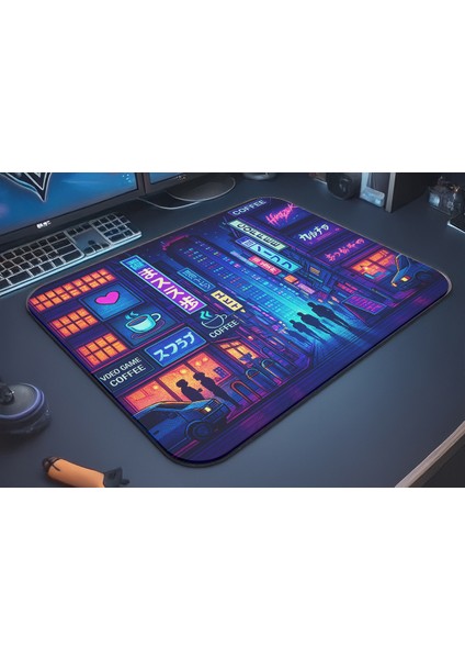 Neon Tokyo Nights Gaming Oyuncu Xl Mouse Pad Kaydırmaz Dikişli Mousepad 40X30 3 mm Premium Büyük Boy fiyatları