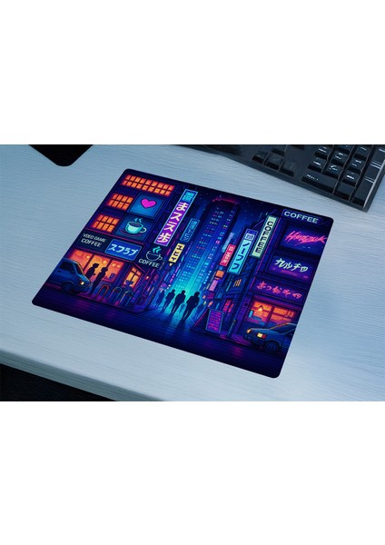 Neon Tokyo Nights Gaming Oyuncu Xl Mouse Pad Kaydırmaz Dikişli Mousepad 40X30 3 mm Premium Büyük Boy indirimleri