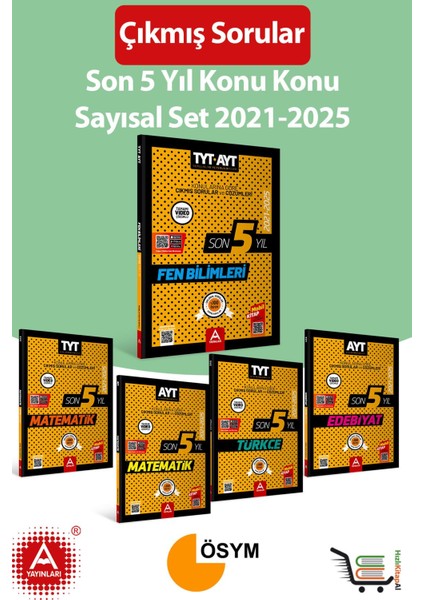 Son 5 Yıl Ayt-Tyt Sayısal Konu Konu Çıkmış Sorular Seti 2021-2025 Yıllarını Kapsamakta Toplam 5 Eser fiyatları