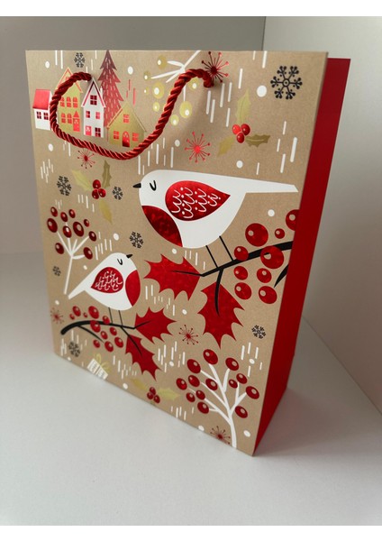 Yılbaşı Hediye Çantası | Orta Boy Parıltılı Kabartmalı Tekli Paket fiyatları