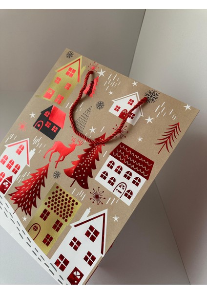 Yılbaşı Hediye Çantası | Orta Boy Parıltılı Kabartmalı Tekli Paket modelleri