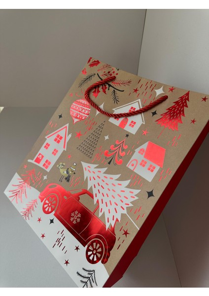 Yılbaşı Hediye Çantası | Orta Boy Parıltılı Kabartmalı Tekli Paket fırsatları